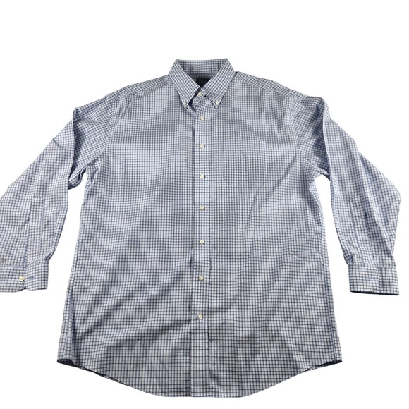 Jos. A. Bank Other - Jos A Bank Traveler Traditional Fit Blue Check Dress Shirt Men's 17 34 Cotton